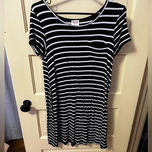 Black and white striped t-shirt dress